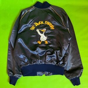 XL Vintage The Duck Factory TV Show Jim Carey Cast Satin Bomber Jacket Mens